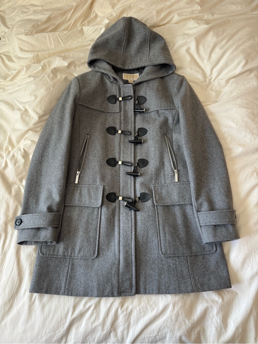 Wool Toggle Hooded Coat - Gray